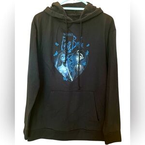 Tim Burton’s Corpse Bride Black Hoodie Blue Heart Graphic Size Medium NWOT